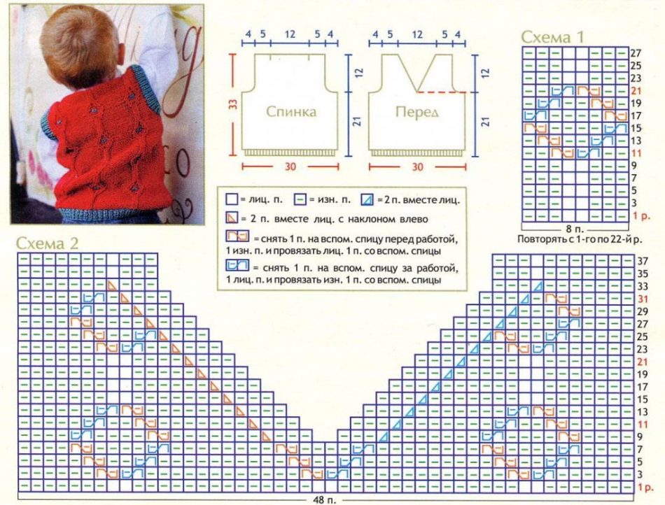 Как связать красный жилет для мальчика 2 – 3 года спицами: схема, описание