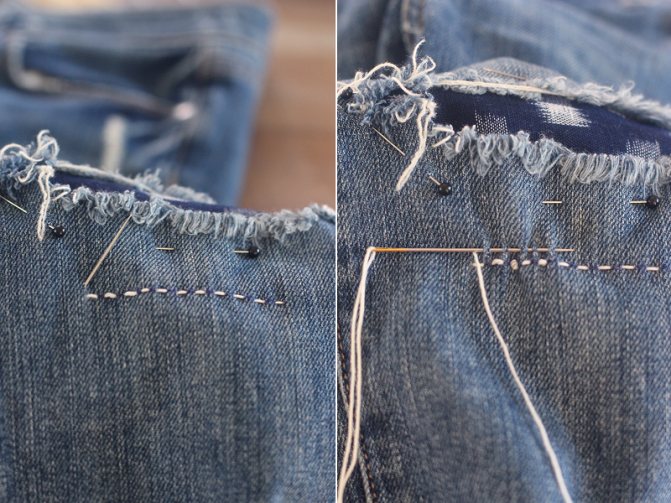 Как зашить дырку на джинсах на коленке: вручную и на машинке, незаметно, без заплатки