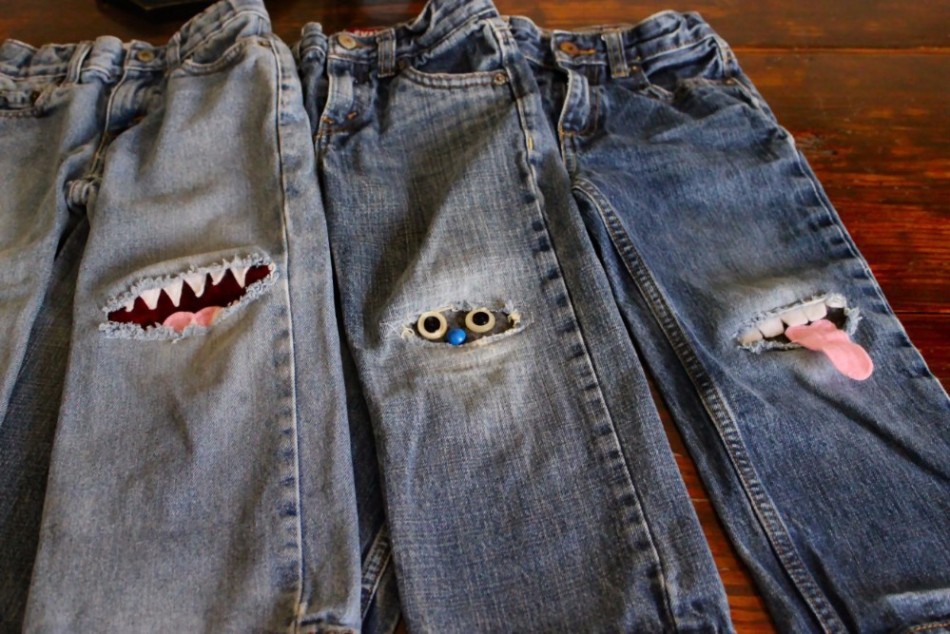 Интересные идеи заплаток на детских джинсах, вариант 5
