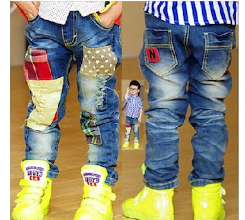 Интересные идеи заплаток на детских джинсах, вариант 14