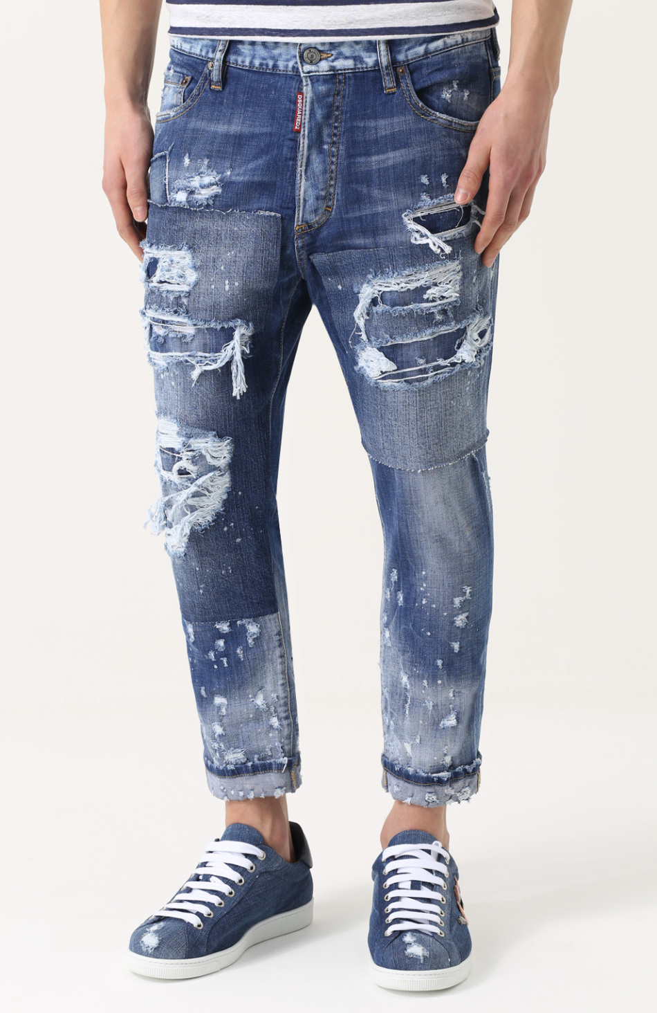 Интересные идеи заплаток на мужских джинсах, вариант 33