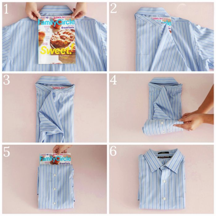 Как сложить рубашки, чтобы они не помялись: основные методы упаковки; схема, как быстро сложить футболку