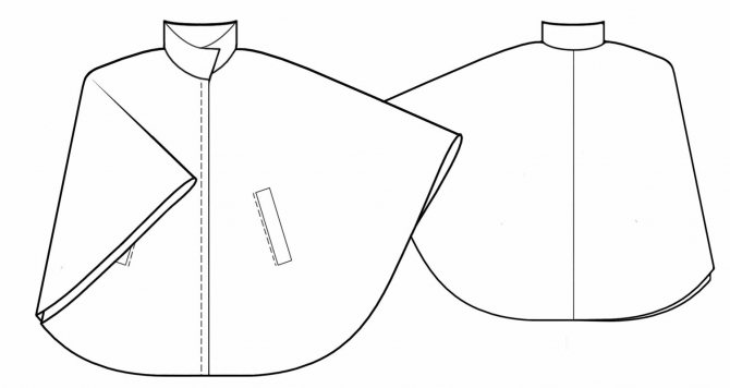 Выкройка пончо с вертикальными рельефами