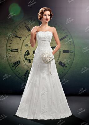 Свадебное платье а-силуэта без бретелей C0144