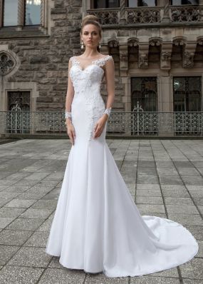 Свадебное платье-русалка с длинными рукавами SOL016