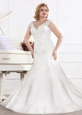 Свадебное платье-рыбка с вышивкой MJ172