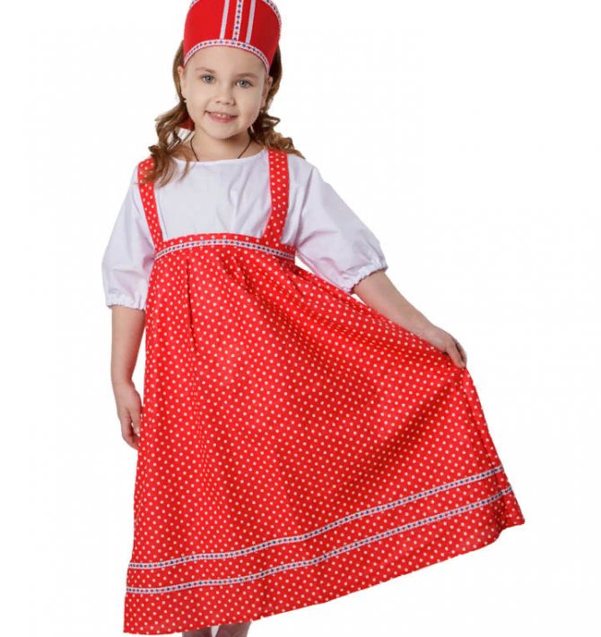 Длинный сарафан для девочки на масленицу в русском стиле