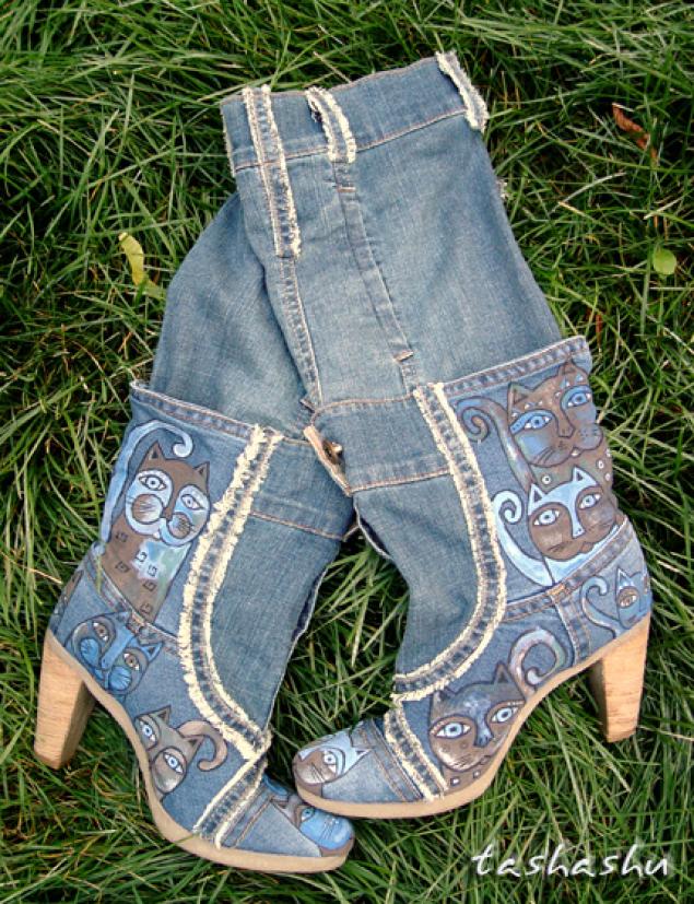 Из старых джинсов я смастерила теплые сапожки на флисе: пошаговая технология их изготовления с фото
