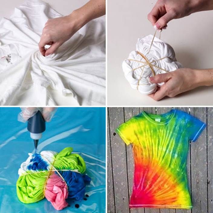 Как раскрасить белую футболку своими руками. Как покрасить футболку в разные цвета своими руками