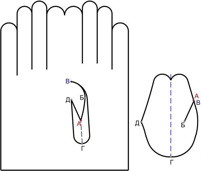 Схема вшития большого пальца