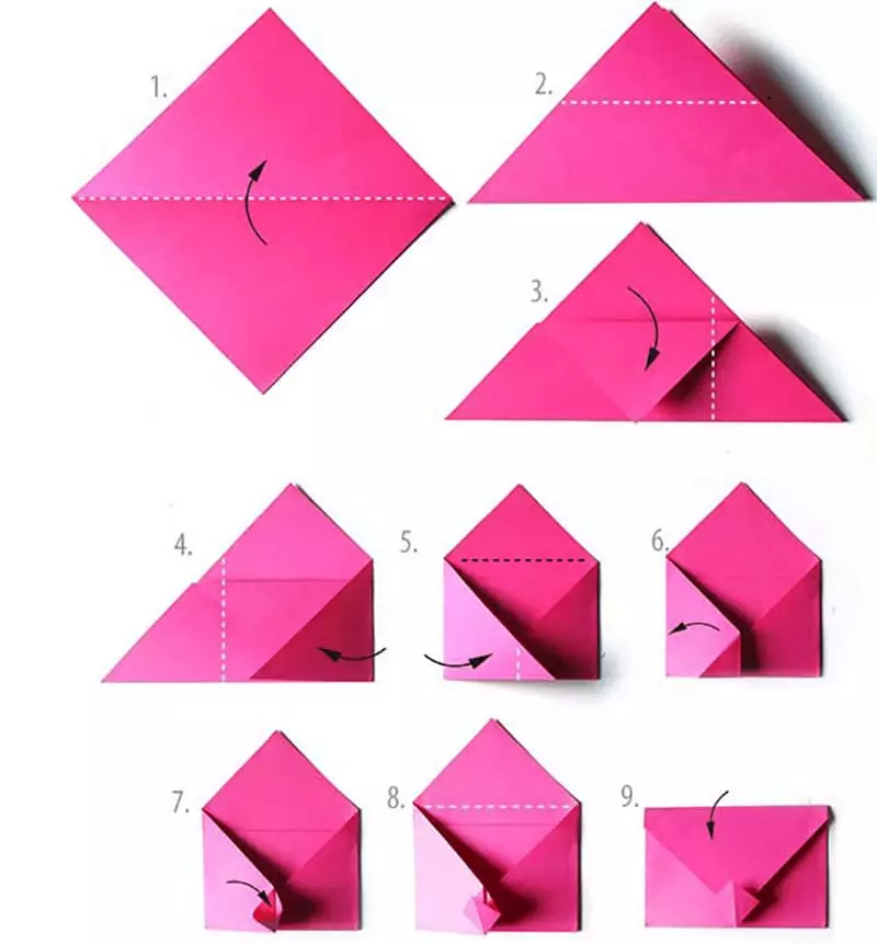 Конверт в технике оригами пошагово