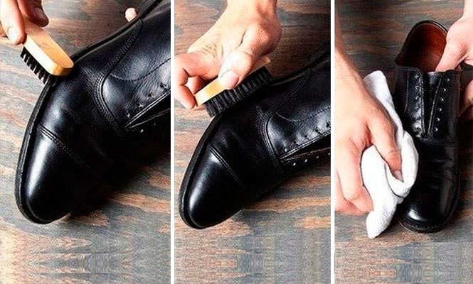 Этапы чистки обуви