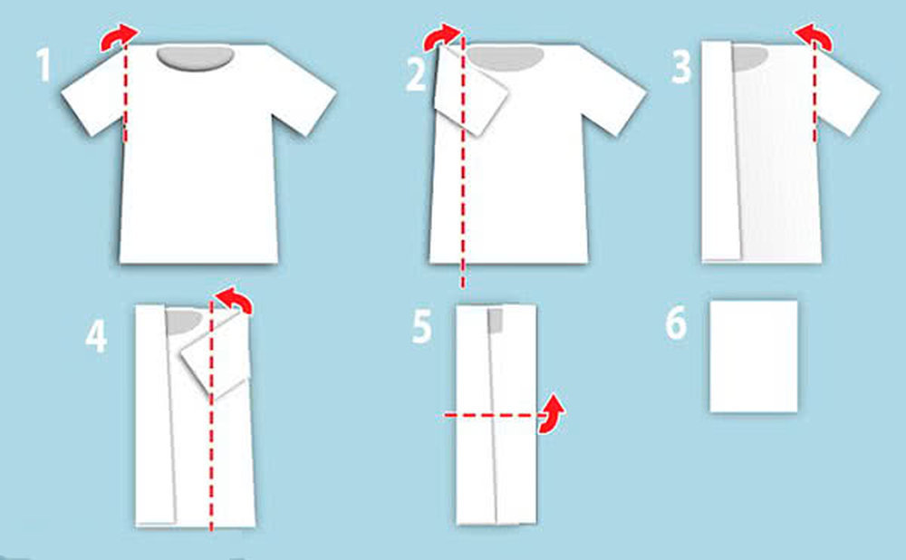 Простая схема складывания футболки