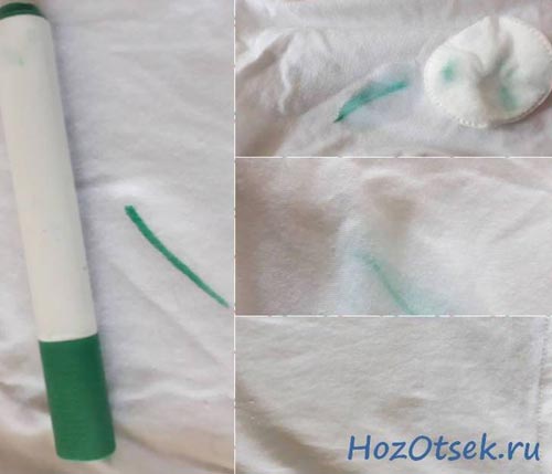 Пошаговая чистка белой футболки от маркера