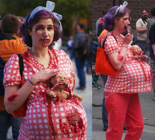 Страшный образ беременной женщины на праздник Хэллоуин