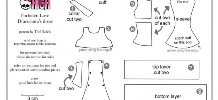Выкройки одежды для кукол Монстер Хай: как сшить своими руками платье