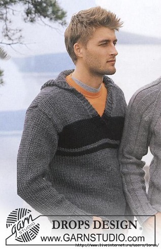 Мужской свитер с оленями: схема вязания спицами прилагается