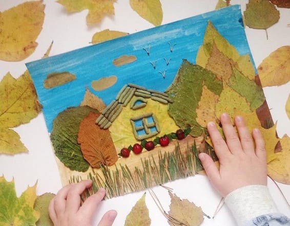 Аппликации из осенних листьев: 100 фото + шаблоны в садик и школу