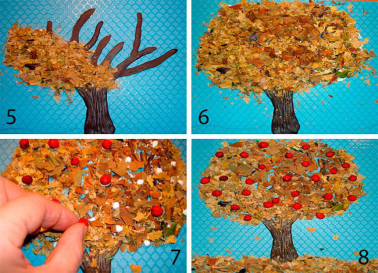 Аппликации из листьев на тему Осень: интересные поделки с фото applikacii iz listev 36