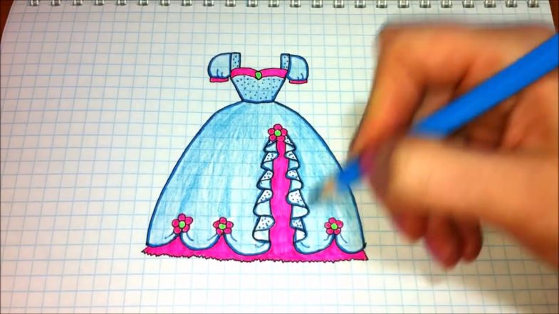 Как нарисовать платье красиво: поэтапное создание рисунка для детей и начинающих художников