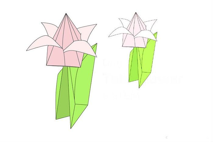 Как сложить объемный тюльпан из бумаги