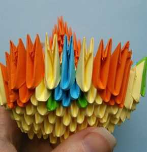 Петух оригами в модульной и классической сборках