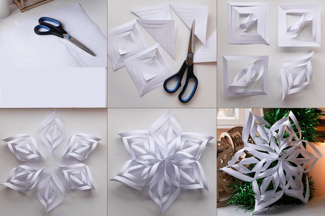Объемные снежинки из бумаги своими руками - красивые шаблоны и схемы пошагово, трафареты и описание