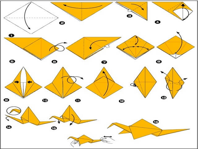 Схема оригами журавлика