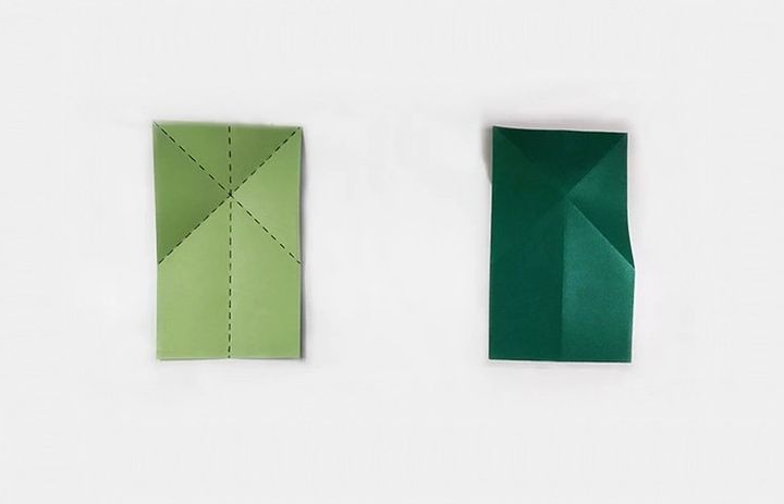 Схема изготовления оригами-лягушки из прямоугольника