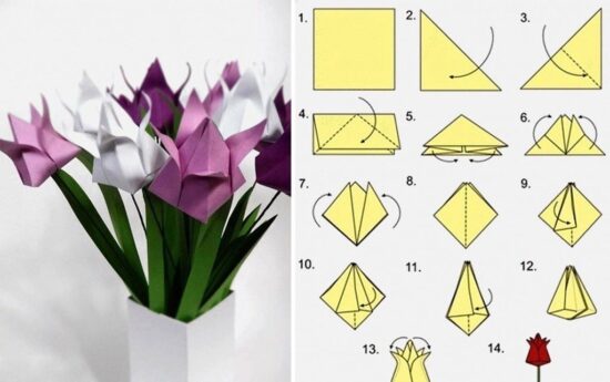Цветы оригами из бумаги своими руками: поэтапные схемы для начинающих