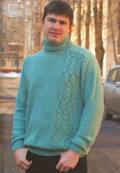 Фото Мужской свитер чулочной вязкой
