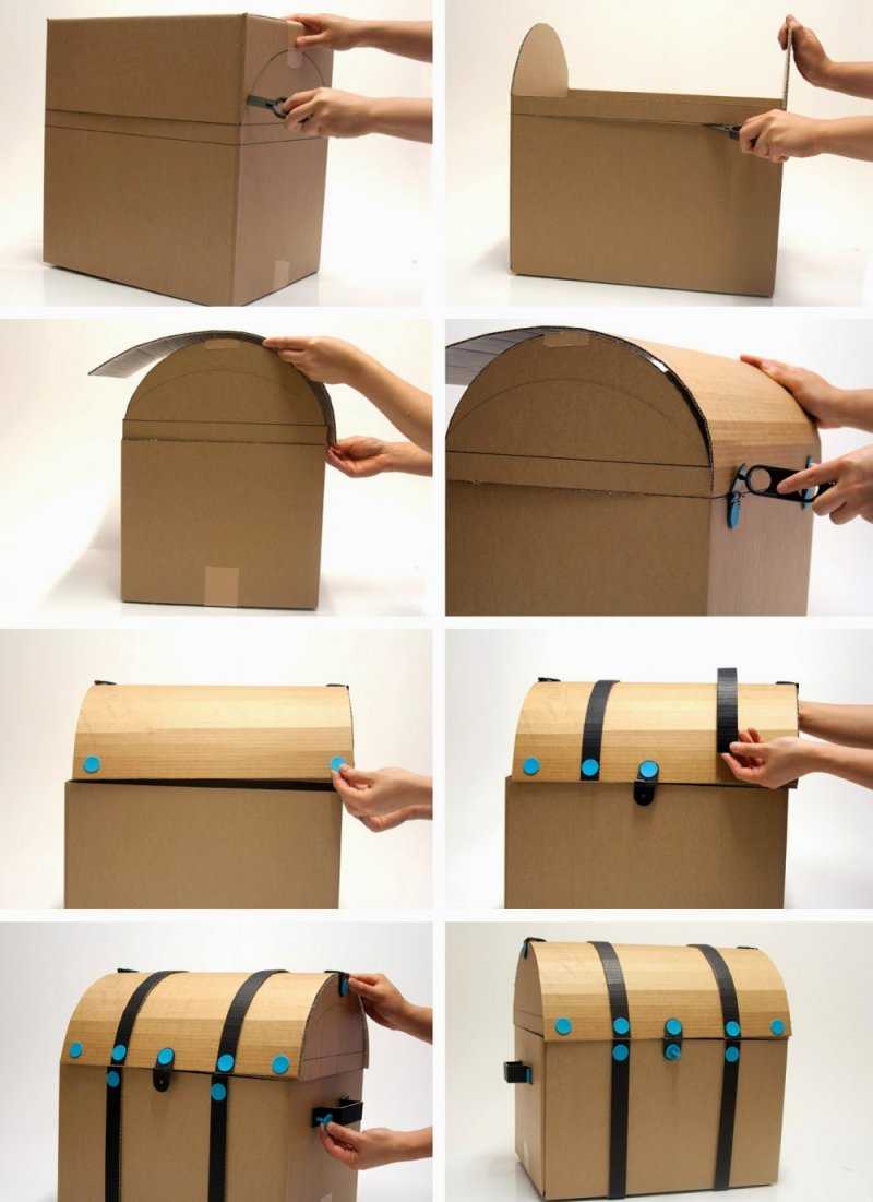 Как сделать сундук из коробки своими руками: из дерева, для игрушек, чертежи