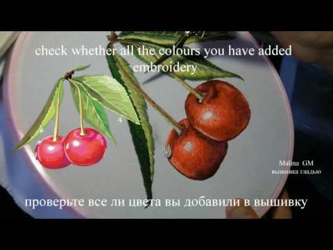 EMBROIDERY:LEAVES CHERRY (2) || ВЫШИВКА ГЛАДЬЮ: ЛИСТЬЯ ВИШНИ (2)