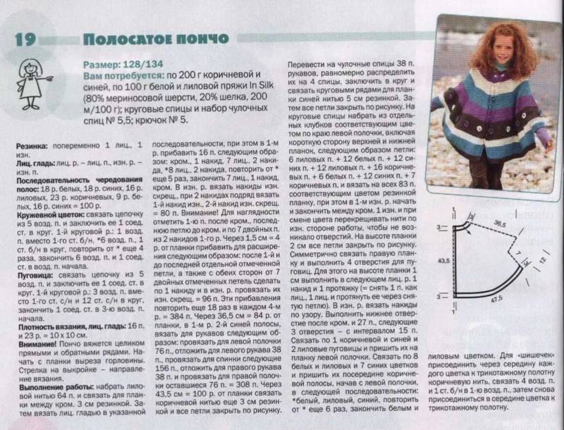 Вязание пончо спицами для девочки два годика. Как связать детское пончо спицами — простая идея для начинающих