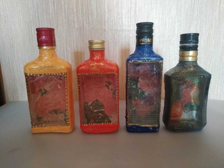 Декорирование бутылок своими руками и подручными средствами, мастер класс, фото дизайнов