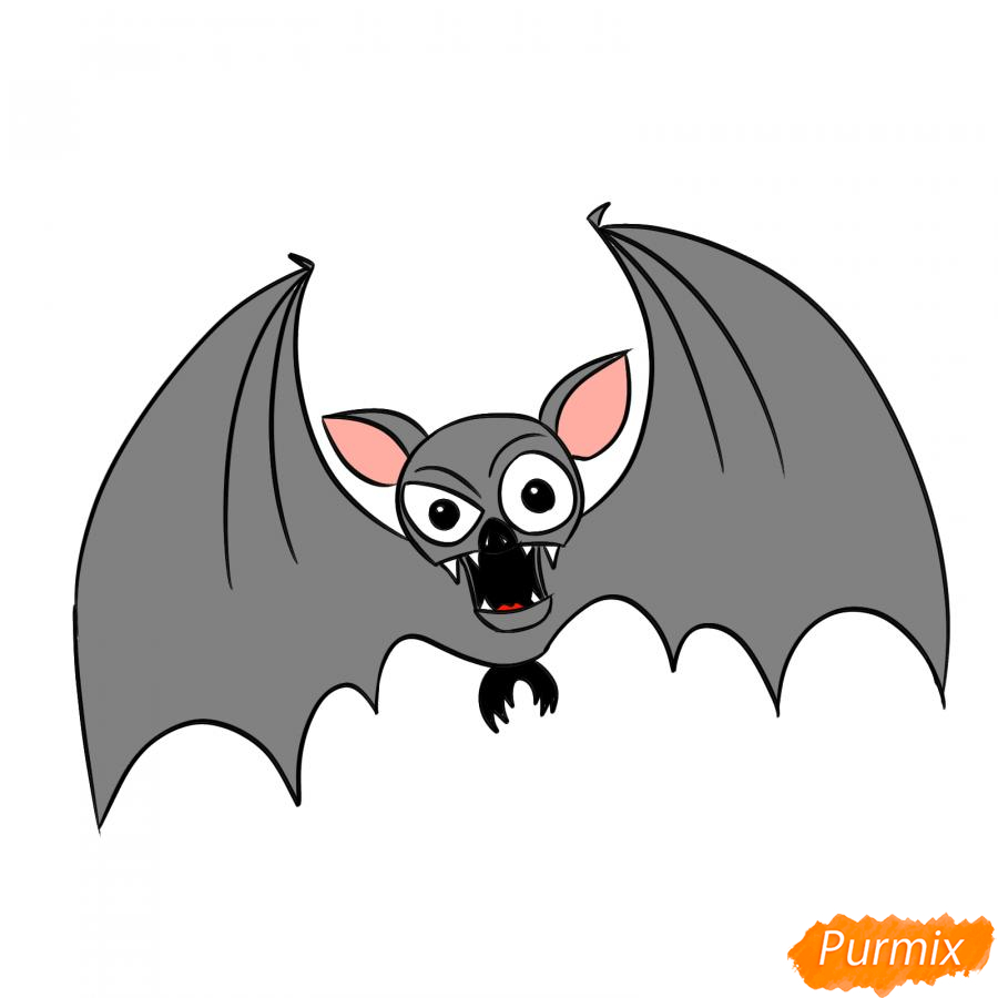 Рисуем страшную летучую мышь на Хэллоуин - шаг 7