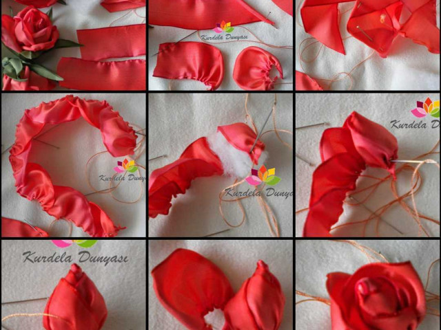 Розы из ленты - красивый способ создания оригинального подарка
