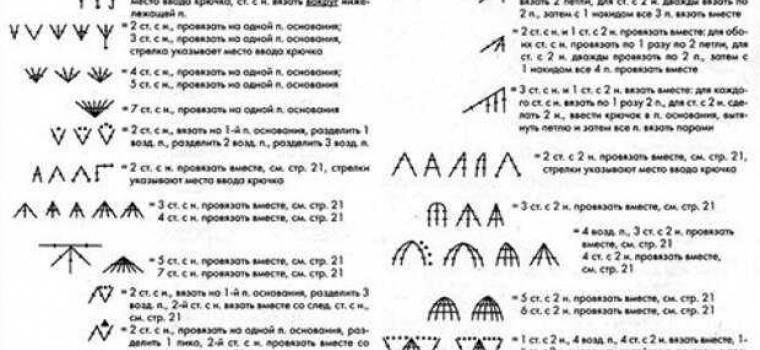 Условные обозначения при вязании крючком